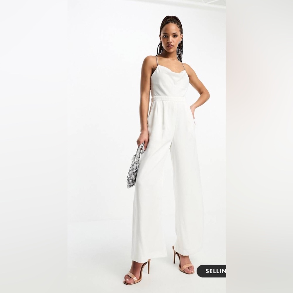 Cowl neck satin jumpsuit